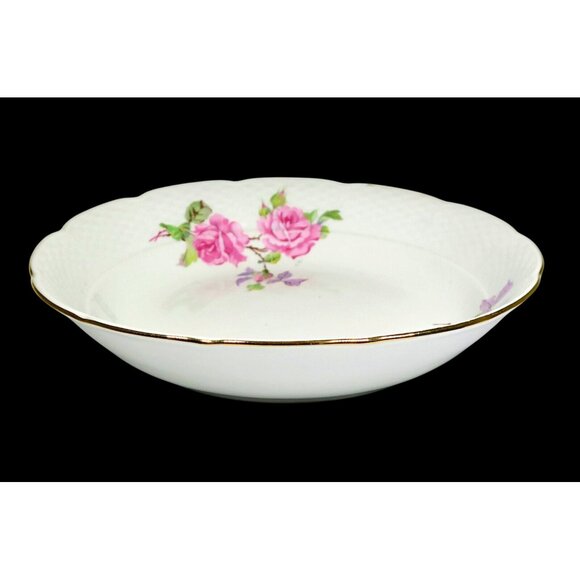 Thun Czechoslovakia Pink Roses Coupe Soup Bowl Mid-Century Kitchenware - Picture 2 of 7